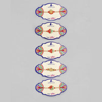 Kord Store 'Om/Shree/Swastik/Ganeshji/Bro' Design Mint Green/Ruby Mina Multi Stone Rakhi Set Of 5 For Brother