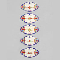 Kord Store 'Om/Ganeshji/Swastik' Design Mint Green/Ruby Mina Multi Stone Rakhi Set Of 5 For Brother