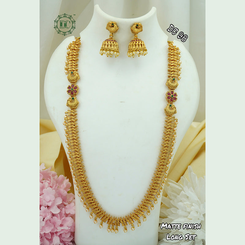 Diksha Collection Gold Plated Long Haram Necklace Set