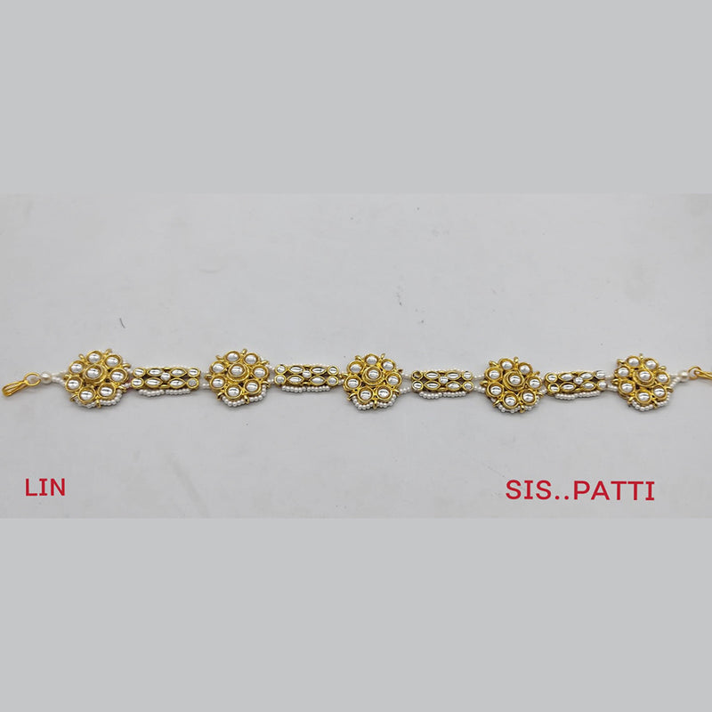 Lucentarts Gold Plated Kundan Sheeshphool / Headband Hair Accessories For Women