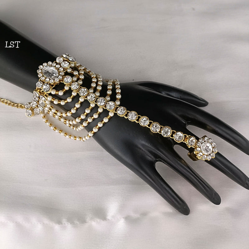 Lucentarts Jewellery Gold Plated Crystal Stone Hand Harness - LCJBAN162