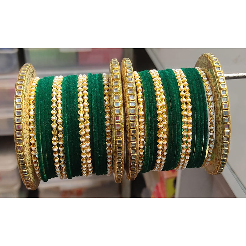 Lucentarts Jewellery  Thread And Kundan Stone Gold Plated Bangles Set