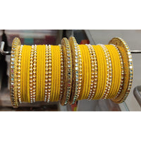 Lucentarts Jewellery  Thread And Kundan Stone Gold Plated Bangles Set