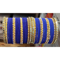 Lucentarts Jewellery  Thread And Kundan Stone Gold Plated Bangles Set