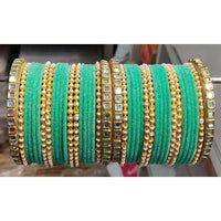 Lucentarts Jewellery  Thread And Kundan Stone Gold Plated Bangles Set