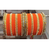 Lucentarts Jewellery  Thread And Kundan Stone Gold Plated Bangles Set