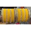 Lucentarts Jewellery  Thread And Kundan Stone Gold Plated Bangles Set