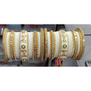 Lucentarts Jewellery  Thread And Acrylic  Kundan Stone Gold Plated Bangles Set