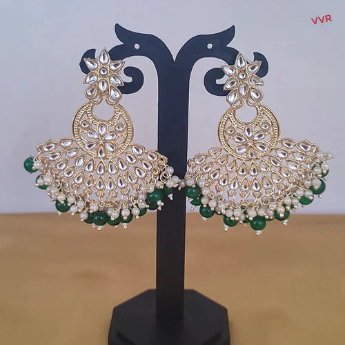 Bhavi Jewels Gold Plated Kundan Dangler Earrings