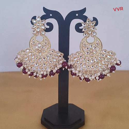 Bhavi Jewels Gold Plated Kundan Dangler Earrings