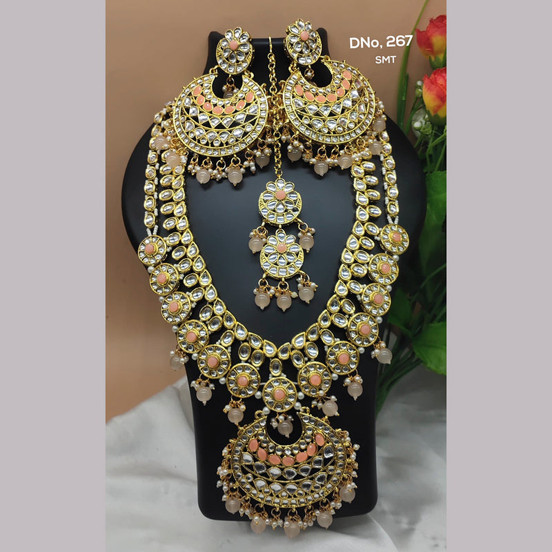 Lucentarts Jewellery Gold Plated Kundan & Pota Stone And Beads Necklace Set