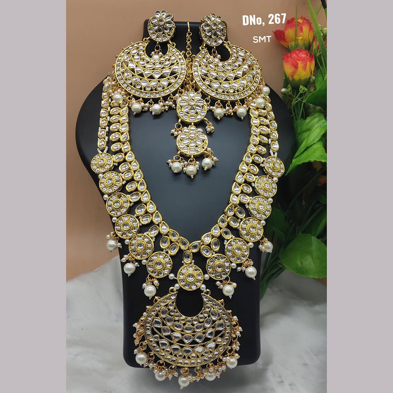 Lucentarts Jewellery Gold Plated Kundan & Pota Stone And Beads Necklace Set