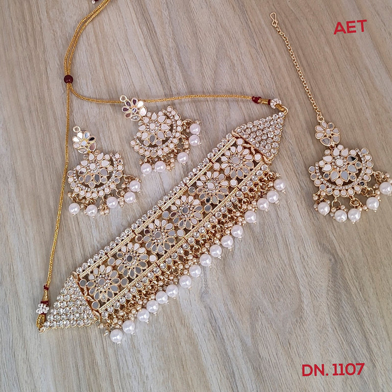 Lucentarts Jewellery Austrian Stone And Beads Mirror Choker Necklace Set