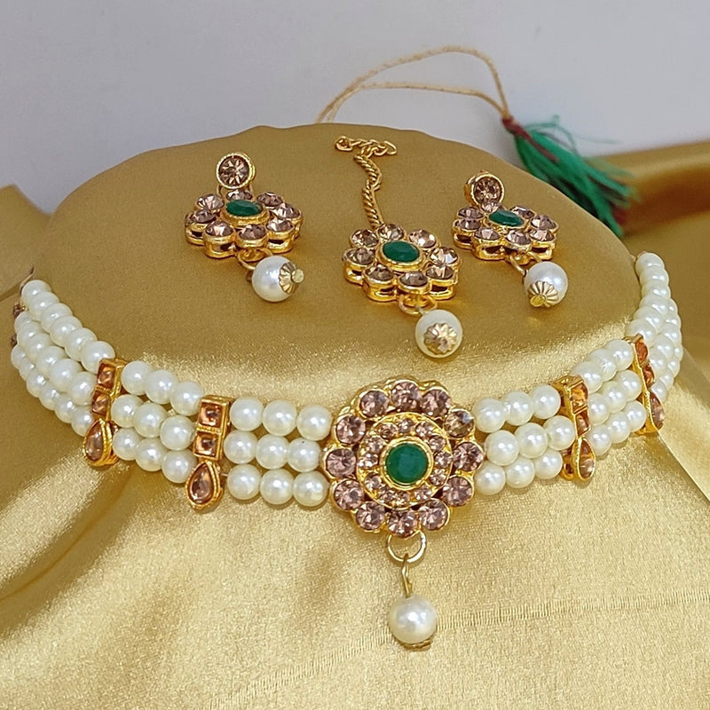 Lucentarts Jewellery Austrian Stone And Pearl Choker Necklace Set