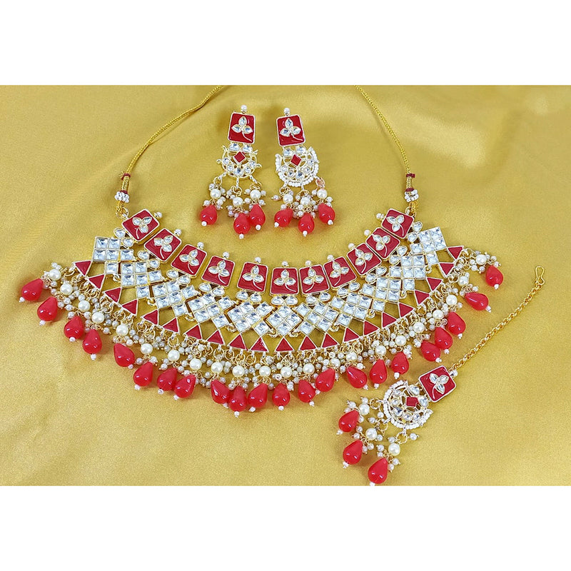 Lucentarts Jewellery Kundan Stone And Meenakari &  Choker Necklace Set