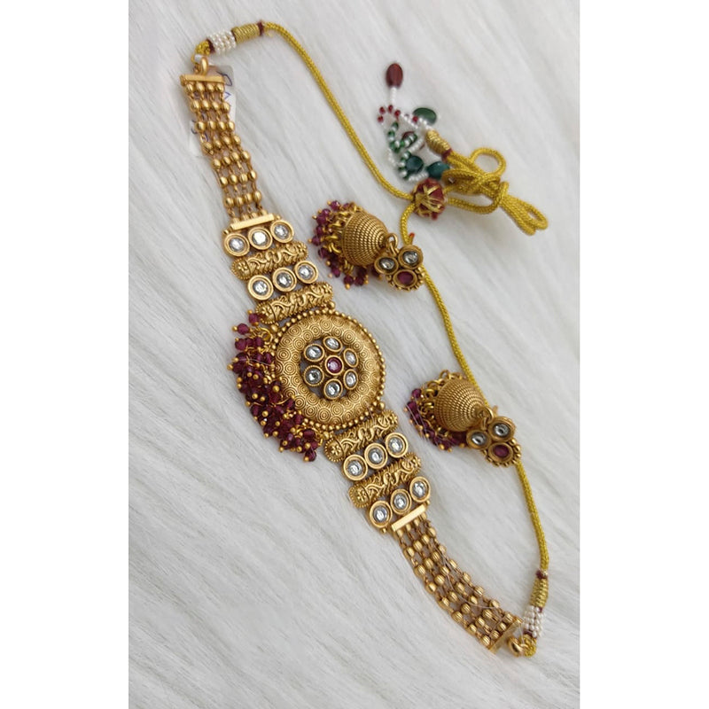 Lucentarts Jewellery Kundan Stone And Pearl Choker Necklace Set