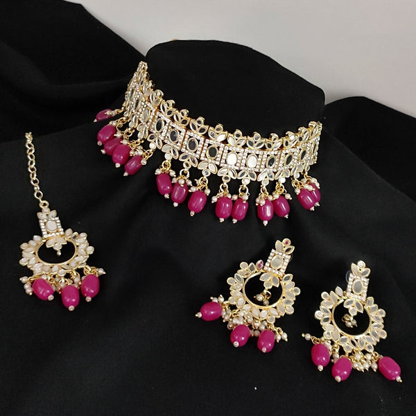 Lucentarts Jewellery Mirror & Beads Choker Necklace Set