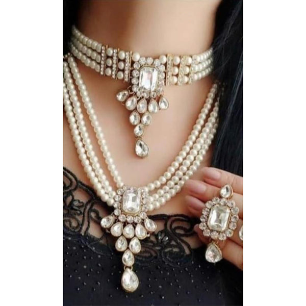 Lucentarts Jewellery Austrian & Crystal Stone Double Necklace Set