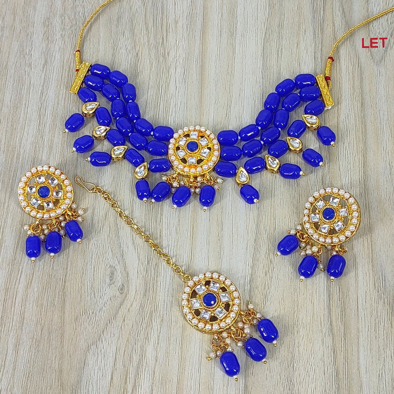 Lucentarts Jewellery Kundan Stone And Beads Choker Necklace Set