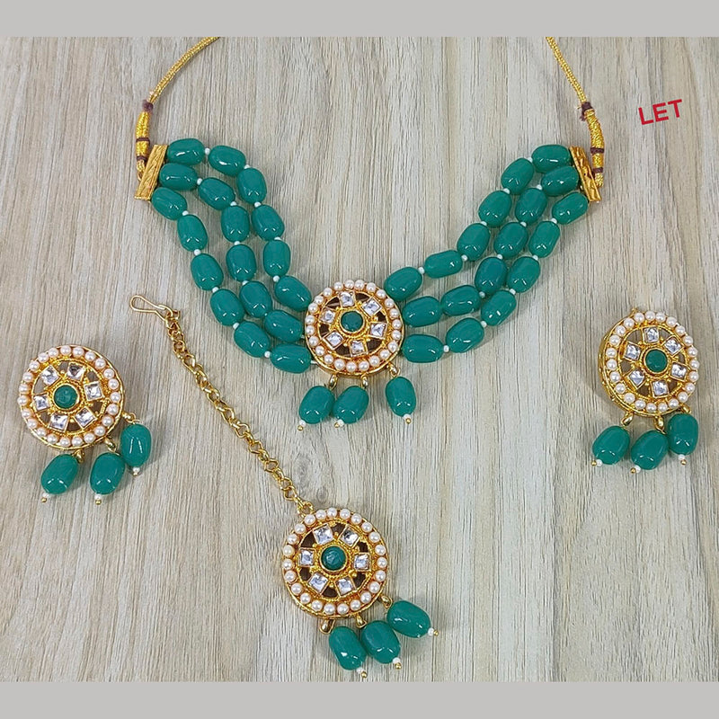 Lucentarts Jewellery Kundan Stone And Beads Choker Necklace Set