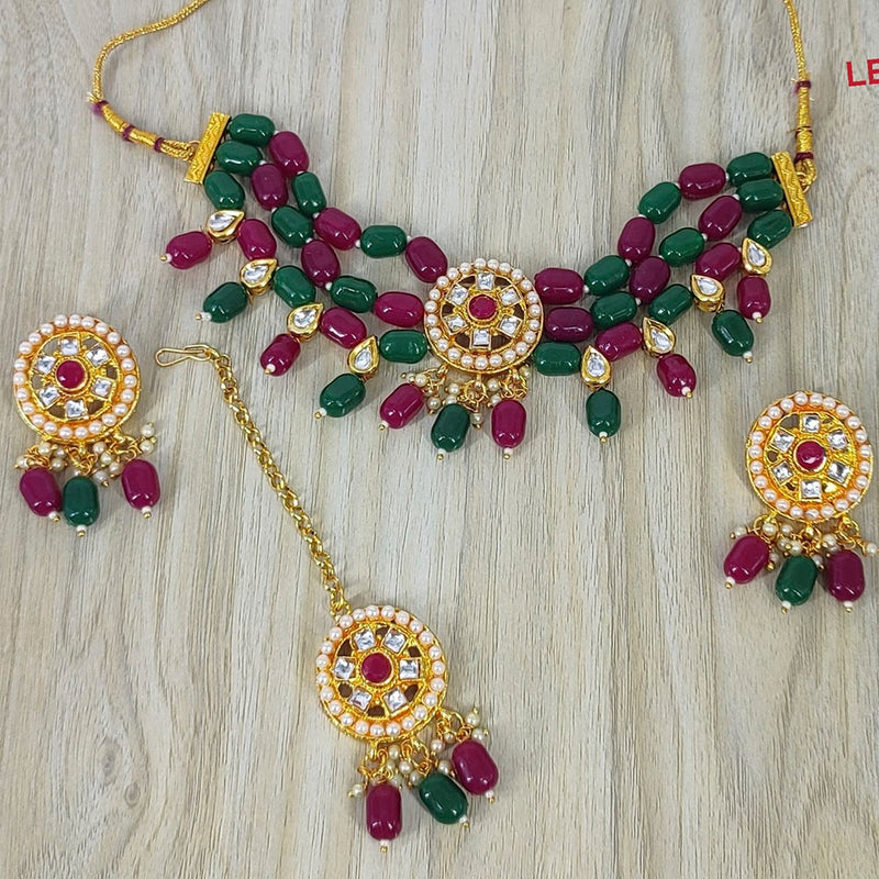 Lucentarts Jewellery Kundan Stone And Beads Choker Necklace Set