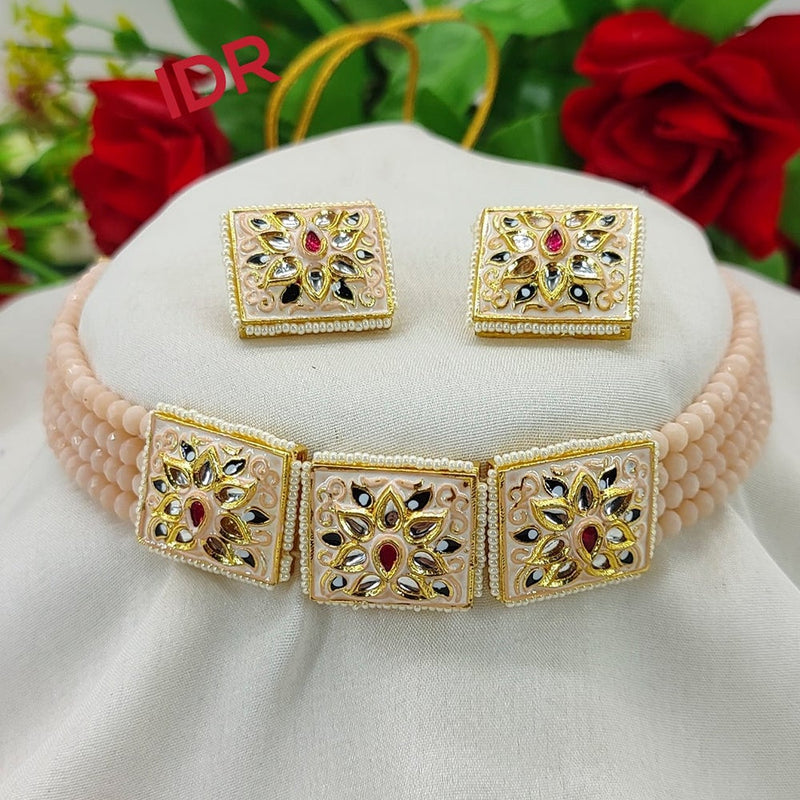 Lucentarts Jewellery Kundan Beads And Meenakari Choker Necklace Set - LCJNeck03