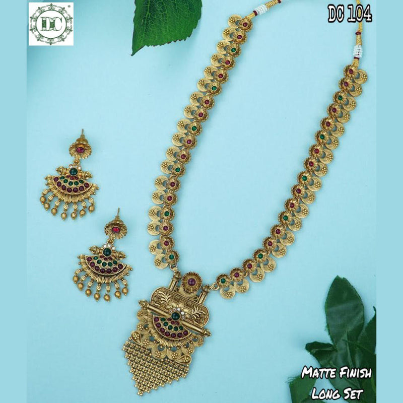 Diksha Collection Gold Plated Pota Stone Long Necklace Set