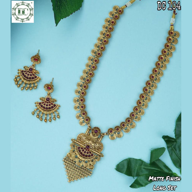 Diksha Collection Gold Plated Pota Stone Long Necklace Set