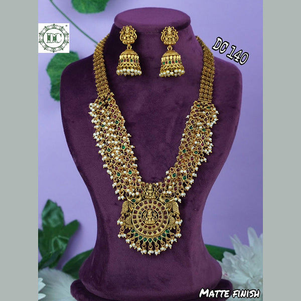 Diksha Collection Gold Plated Pota Stone Long Necklace Set