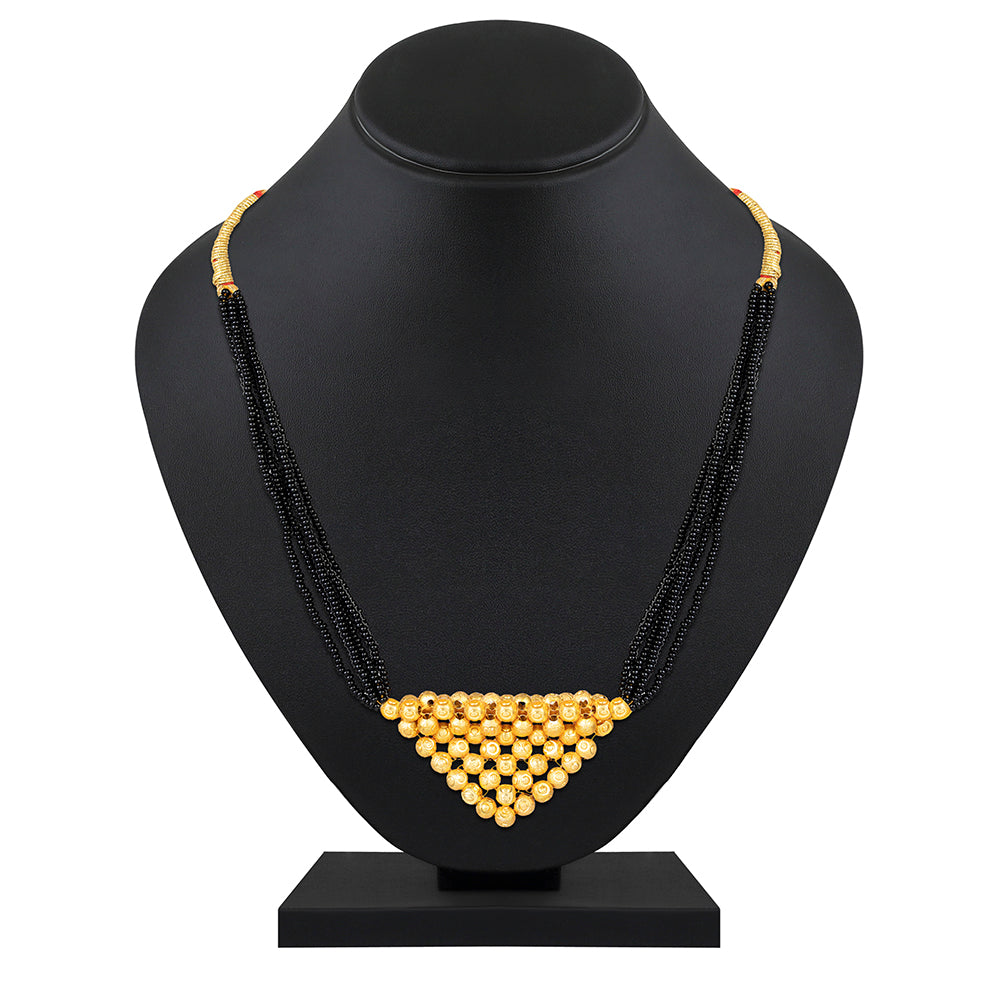 Shrishti Fashion Classy Black Bead Gold Boll Mangalsutra For Women