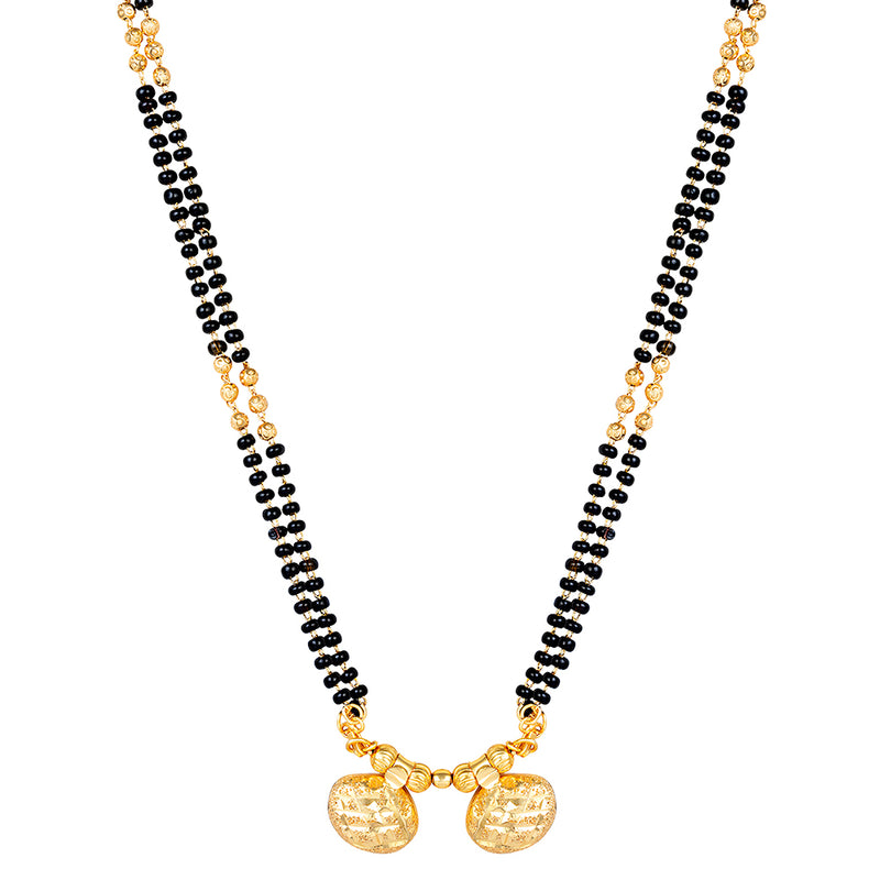 Shrishti Fashion Beautiful Black Bead Wati Design Gold Plated Long Haram Mangalsutra For Women
