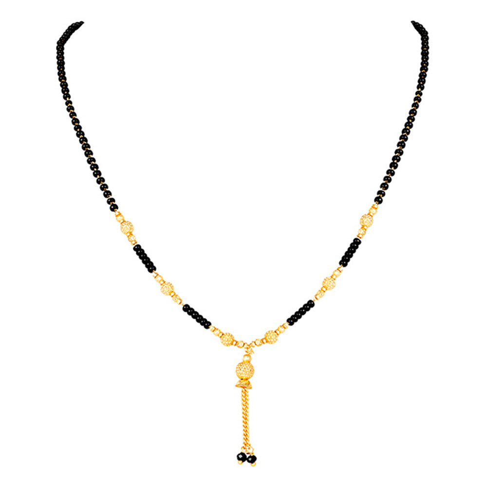 Shrishti Fashion Lovely Black Bead Latkan Boll Gold Plated Mangalsutra For Women