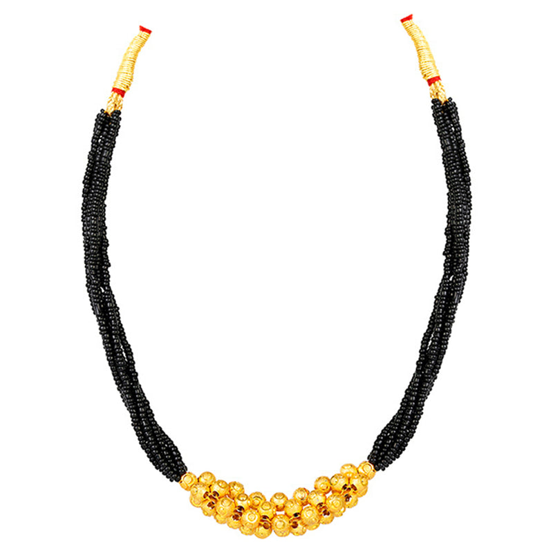 Shrishti Fashion Classy Black Bead Golden Boll Mangalsutra For Women