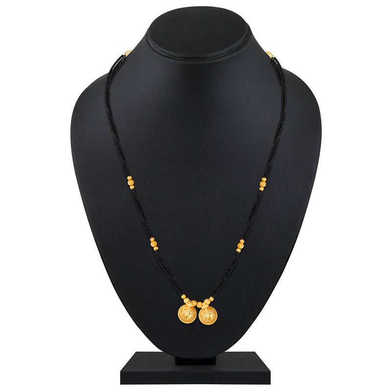 Shrishti Fashion Lovely Black Bead Wati Design Gold Plated Mangalsutra For Women