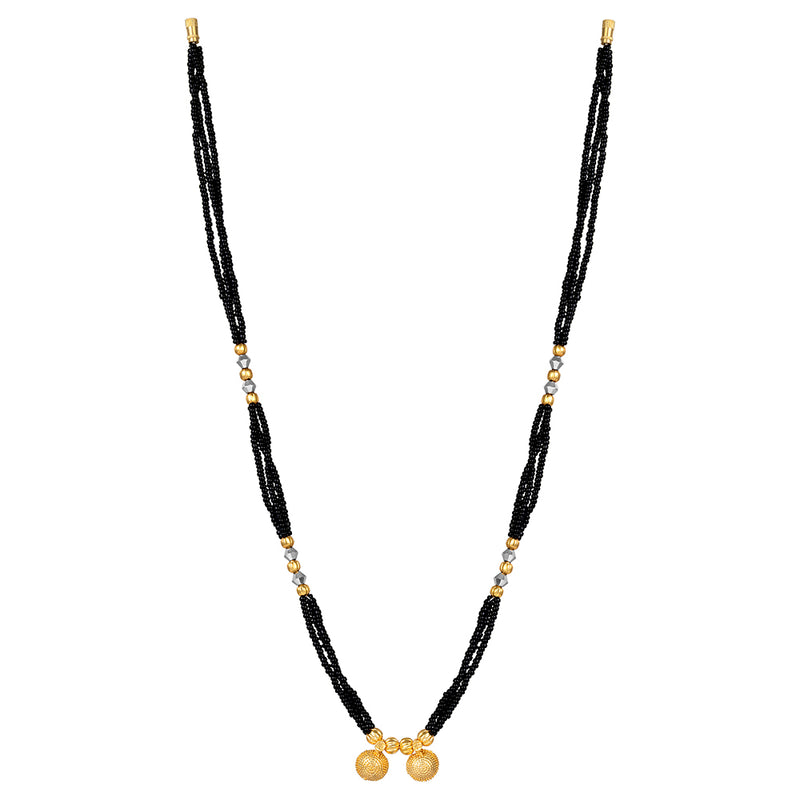 Shrishti Fashion Trendy Black Bead Wati Design Gold Plated Mangalsutra For Women