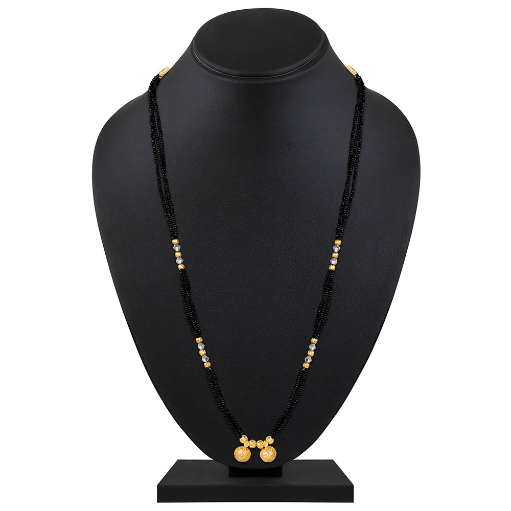 Shrishti Fashion Trendy Black Bead Wati Design Gold Plated Mangalsutra For Women