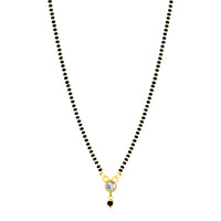 Shrishti Fashion Trendy Black Bead White Stone Gold Plated Mangalsutra For Women