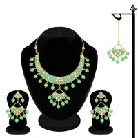 Etnico Gold Plated Kundan Meenakari Necklace Jewellery Set For Women (M4084Min)