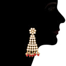Etnico Traditional Gold Plated Handcrafted Stone Studded & Pearl Necklace Set with Earrings & Maang Tikka for Women (M4111R)