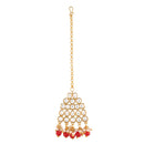 Etnico Traditional Gold Plated Handcrafted Stone Studded & Pearl Necklace Set with Earrings & Maang Tikka for Women (M4111R)