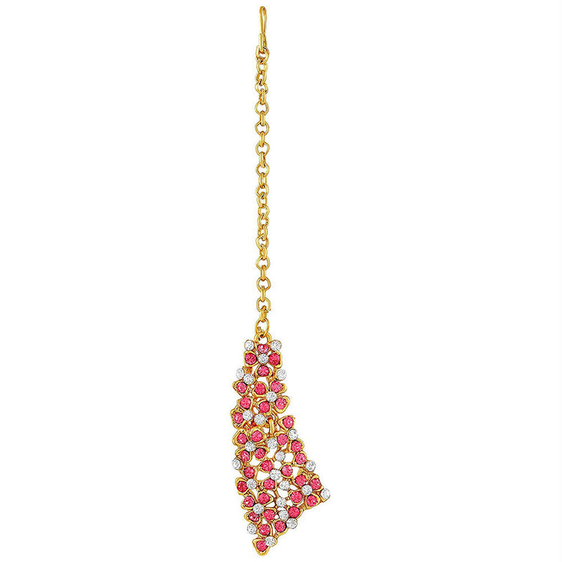 Etnico Traditional Gold Plated Kundan Pearl Wedding Choker Necklace Set Earrings & Maang Tikka for Women (M4126Q)