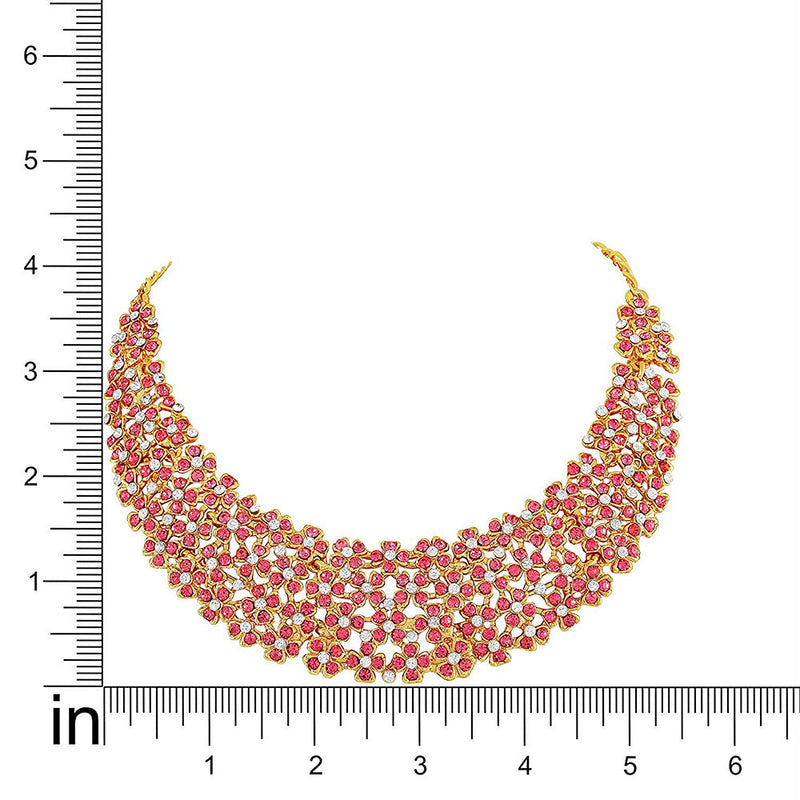 Etnico Traditional Gold Plated Kundan Pearl Wedding Choker Necklace Set Earrings & Maang Tikka for Women (M4126Q)