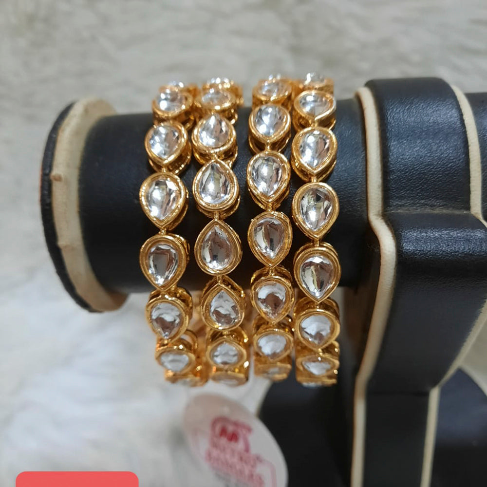 Metro Bangles Gold Plated Kundan Pack Of 6 Bangle Set