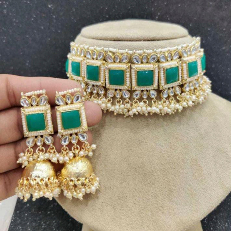 Metro Bangles Gold Plated Kundan & Crystal tone Necklace Set