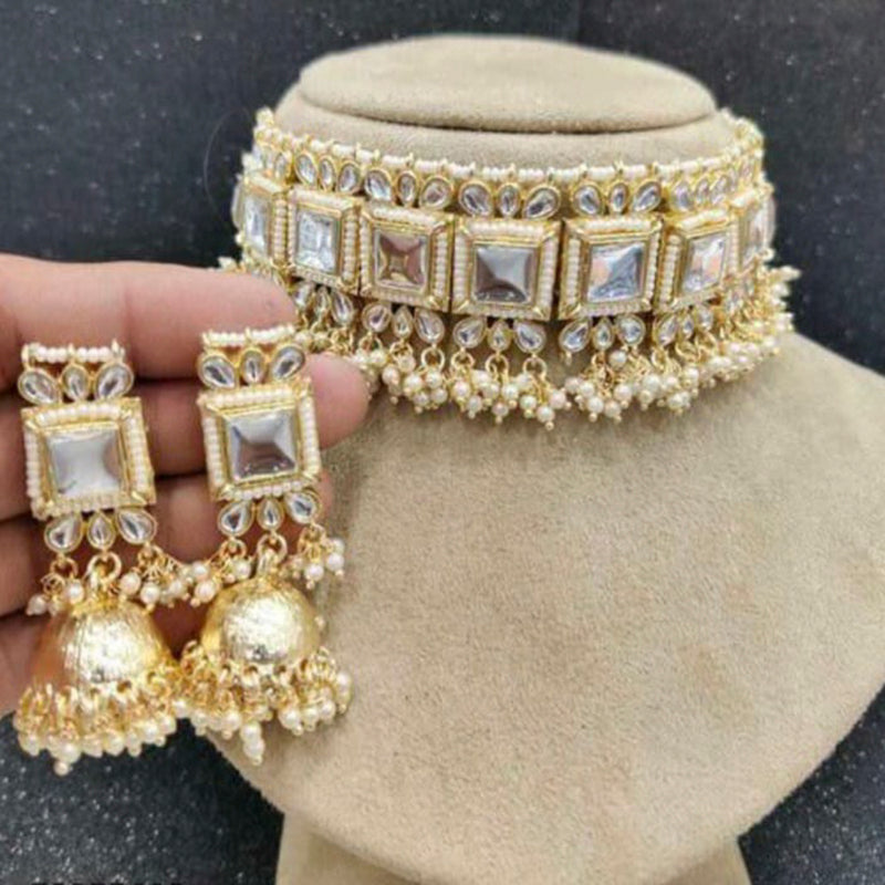 Metro Bangles Gold Plated Kundan & Crystal tone Necklace Set