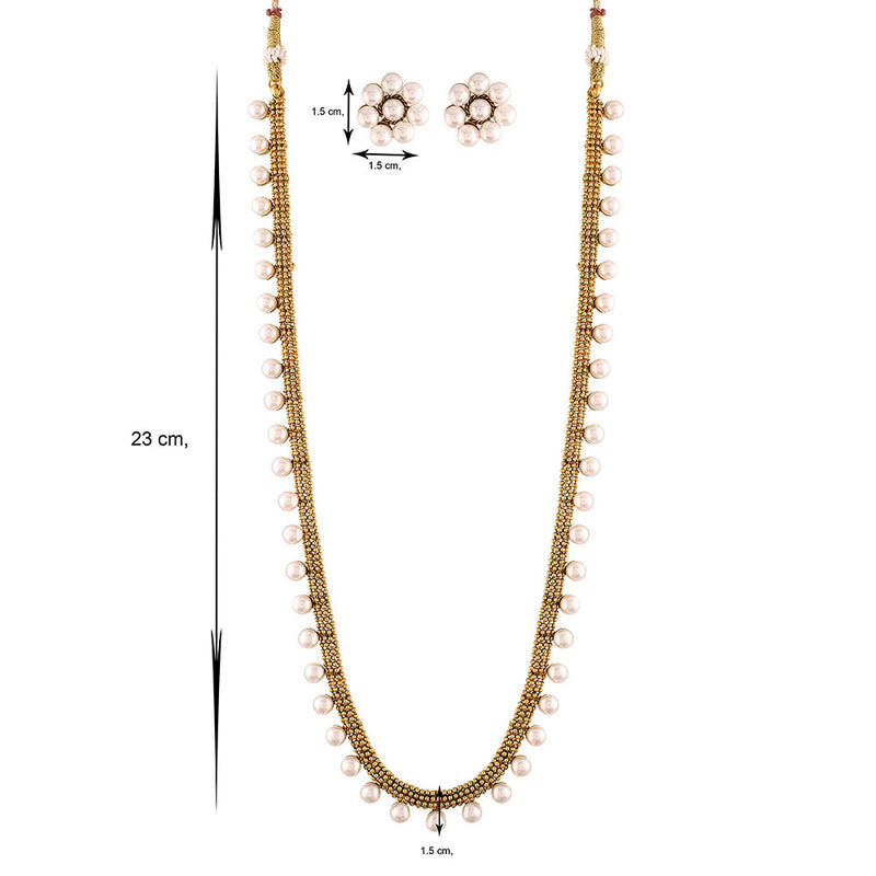 Etnico 18K Gold Plated Traditional South Indian Stylish Long Necklace With Earrings For Women & Girls (MC042W)