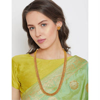 Etnico 18K Gold Plated Traditional South Indian Stylish Golden Leaf work Necklace With Earrings For Women & Girls (MC043)