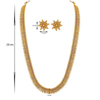 Etnico 18K Gold Plated Traditional South Indian Stylish Golden Leaf work Necklace With Earrings For Women & Girls (MC043)