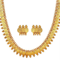 Etnico 18K Gold Plated Traditional South Indian Stylish Coin Maharani Haar Necklace With Earrings For Women & Girls (MC045)