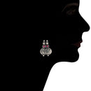 Etnico 18K Silver Oxidised Traditional South Indian Style Coin Necklace With Earrings For Women & Girls (MC063ZQ)